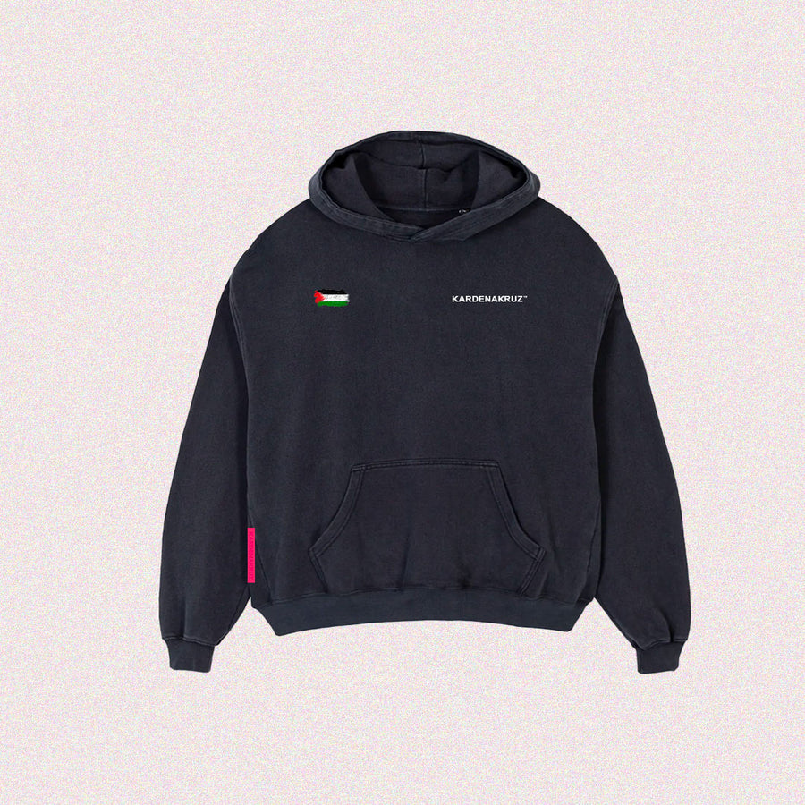 Hoodie oversize black vintage "Palestine"